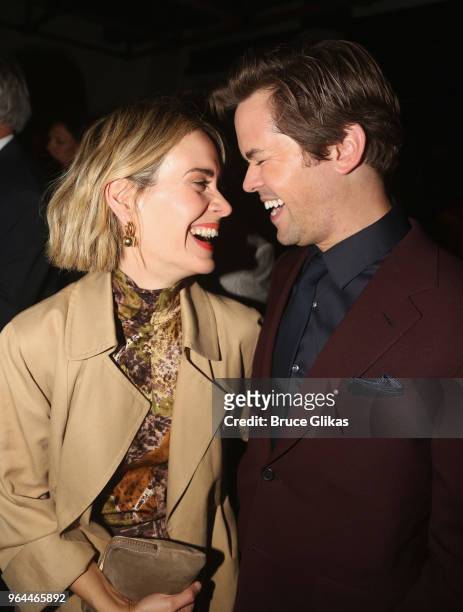 Sarah Paulson and Andrew Rannells pose at the opening night 50th year celebration after party for the classic play revival of "The Boys In The Band"...