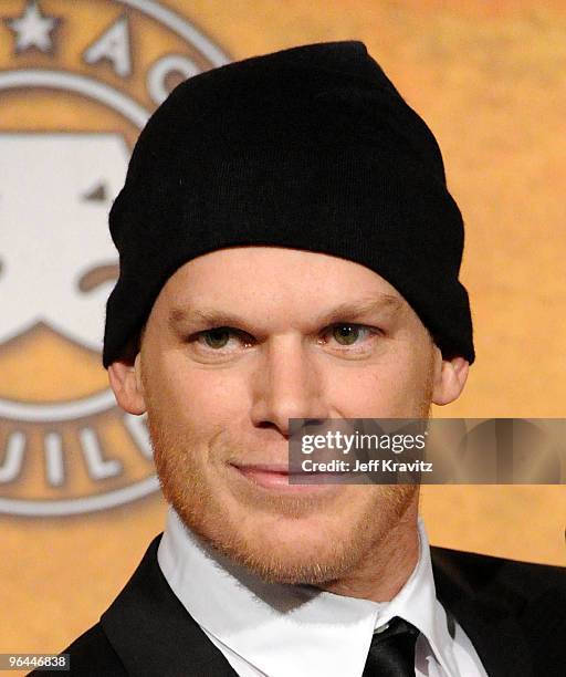 Actor Michael C. Hall poses in the press room at the 16th Annual Screen Actors Guild Awards held at The Shrine Auditorium on January 23, 2010 in Los...