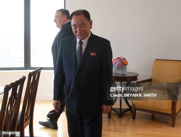 North Korea Vice-Chairman Kim Yong-chol arrives to meet with United States Secretary of State Mike Pompeo on May 31, 2018 in New York. - US Secretary...
