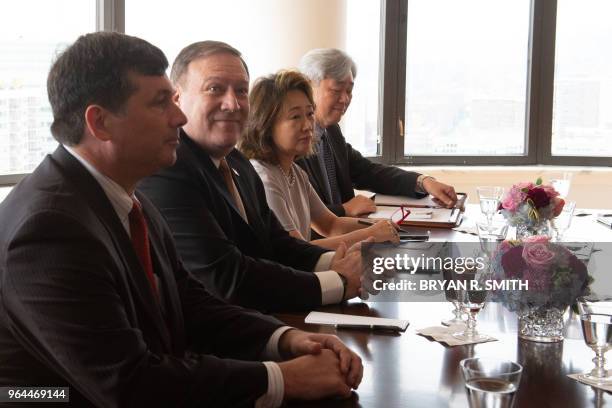 United States Secretary of State Mike Pompeo meets with North Korea Vice-Chairman Kim Yong-chol on May 31, 2018 in New York. - US Secretary of State...