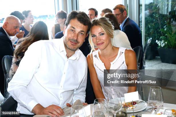 Laurent-Eric Le Lay and Marion Rousse attend the 'France Television' Lunch during the 2018 French Open - Day Five at Roland Garros on May 31, 2018 in...