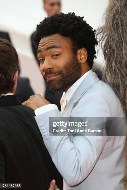 Donald Glover attends the screening of "Solo: A Star Wars Story" during the 71st annual Cannes Film Festival at Palais des Festivals on May 15, 2018...