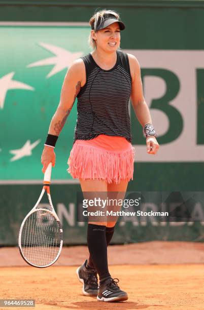 Bethanie Mattek-Sands of The United celebrates during her ladies singles second round match against Andrea Perkovic of Germany during day five of the...