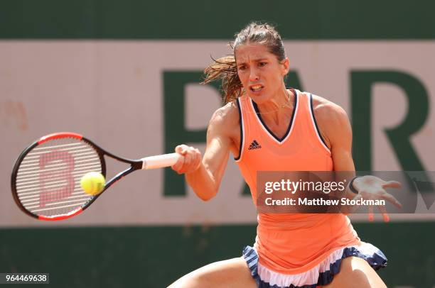 Andrea Petkovic of Germany plays a forehand during the ladies singles second round match against Bethanie Mattek-Sands of The United States during...