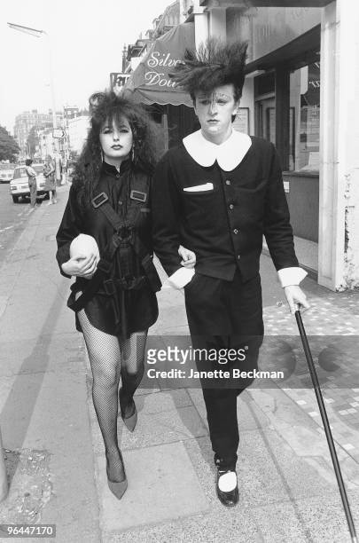 Welsh pop singer and nightclub host Steve Strange , with a friend in Covent Garden, London, 1981. Strange is best known as singer with the group...