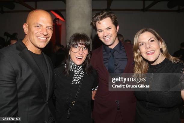 S Head of Theatre Mark Subias, UTA Board Member Blair Kohan, Andrew Rannells and Rise Management's Christie Smith pose at the opening night 50th year...