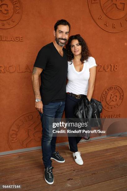 Footballer Robert Pires and his wife Jessica attend the 2018 French Open - Day Five at Roland Garros on May 31, 2018 in Paris, France.