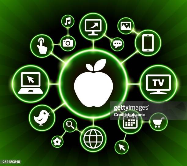 apple internet kommunikation technologie dunkle buttons hintergrund - apple arrow stock-grafiken, -clipart, -cartoons und -symbole