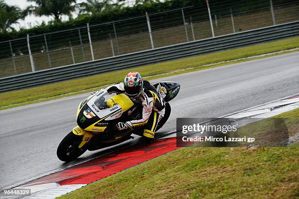 Colin Edwards of USA and Monster Yamaha Tech 3 rounds the bend during the final day of the MotoGP test at Sepang International Circuit, near Kuala...