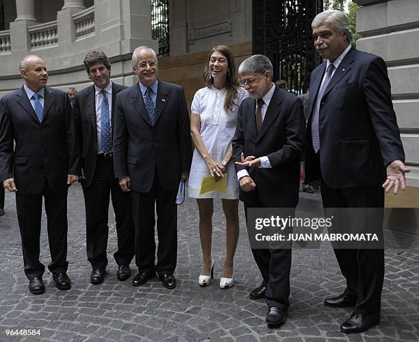 Brazil's Economy Minister Guido Mantega, Argentina's Economy Minister Amado Boudou, Argentina's Foreign Minister Jorge Taiana, Argentina's Industry...