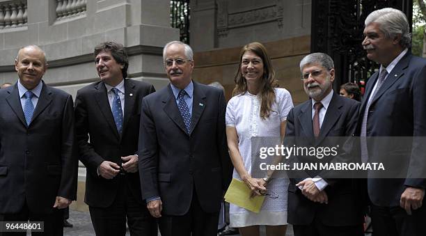 Brazil's Economy Minister Guido Mantega, Argentina's Economy Minister Amado Boudou, Argentina's Foreign Minister Jorge Taiana, Argentina's Industry...