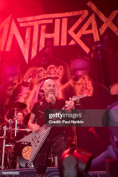 Scott Ian of Anthrax at the Hollywood Casino Ampitheater in Tinley Park, Illinois, May 25, 2018.