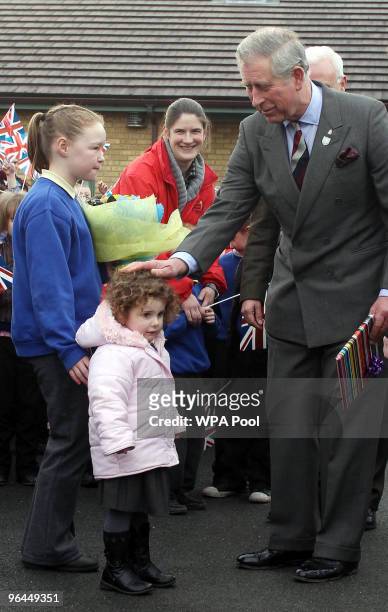Prince Charles, Prince of Wales visits to Cherry Fold Community Primary School on February 5, 2010 in Burnley, Lancashire United Kingdom