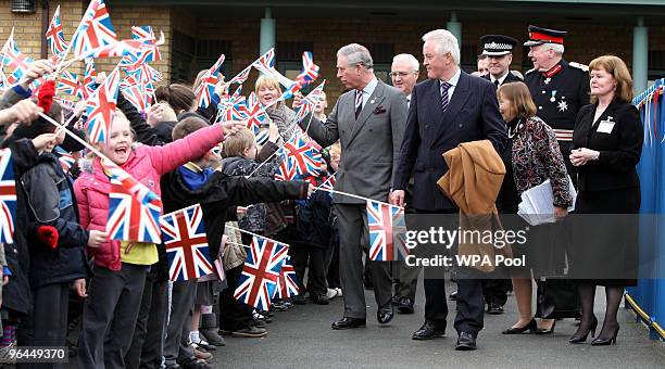 Prince Charles, Prince of Wales visits to Cherry Fold Community Primary School on February 5, 2010 in Burnley, Lancashire United Kingdom