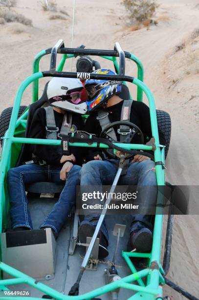 Katie Price and Alex Reid celebrate their honeymoon with buggy racing on the desert dunes of Nevada on February 4, 2010 in Las Vegas, Nevada.