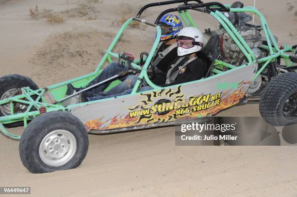 Katie Price and Alex Reid celebrate their honeymoon with buggy racing on the desert dunes of Nevada on February 4, 2010 in Las Vegas, Nevada.