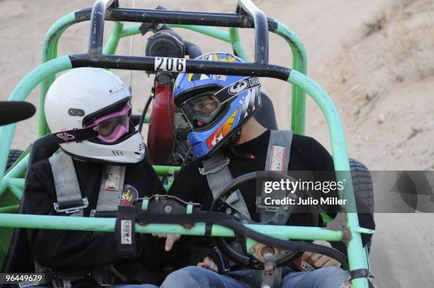 Katie Price and Alex Reid celebrate their honeymoon with buggy racing on the desert dunes of Nevada on February 4, 2010 in Las Vegas, Nevada.