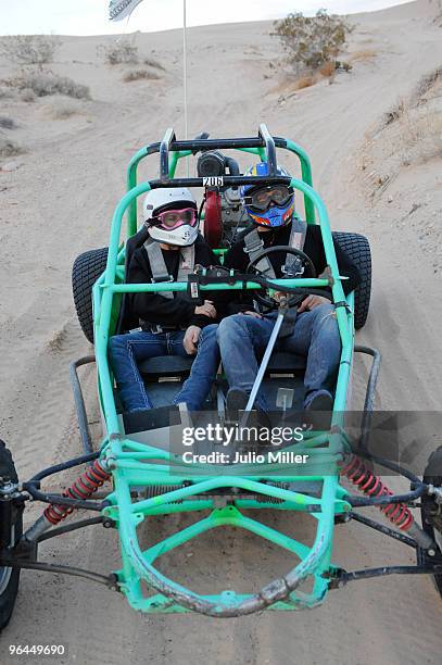 Katie Price and Alex Reid celebrate their honeymoon with buggy racing on the desert dunes of Nevada on February 4, 2010 in Las Vegas, Nevada.