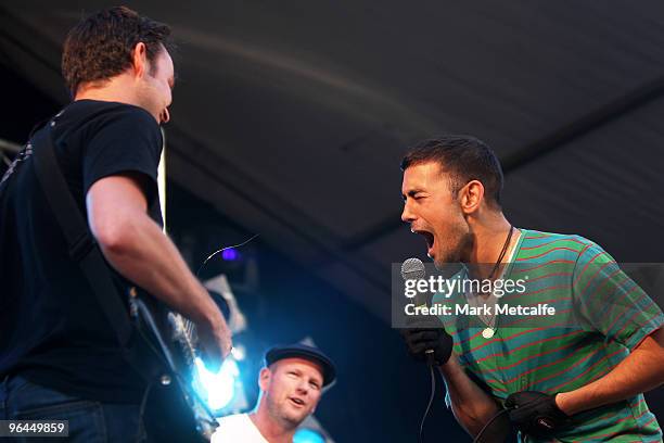 Brendan Huntly of Eddy Current Suppression Ring performs on stage during the Adelaide leg of Laneway Festival at Fowler's Live on February 5, 2010 in...