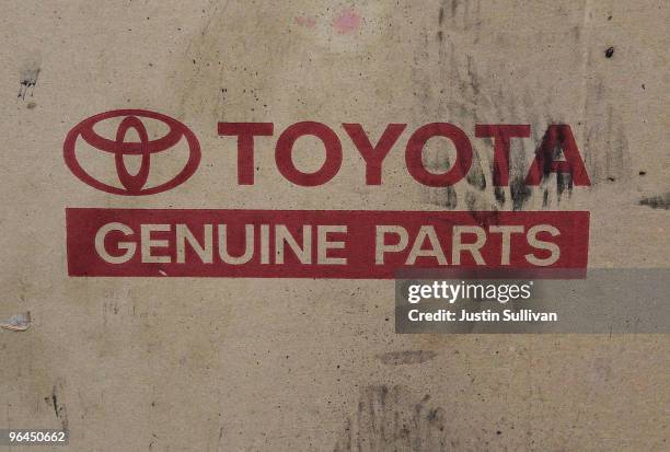 The Toyota logo is displayed on a box of auto parts at City Toyota February 5, 2010 in Daly City, California. Toyota Motor Corp. President Akio...