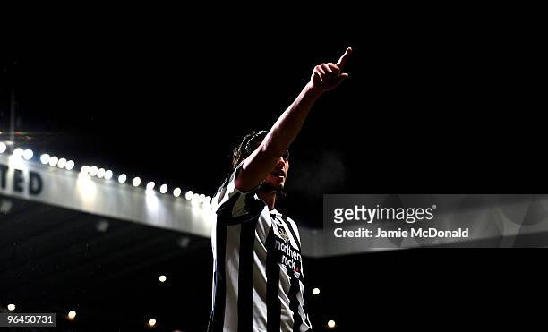 Andy Carroll of Newcastle United celebrates his goal during the Coca Cola Championship game between Newcastle United and Cardiff City at St James'...