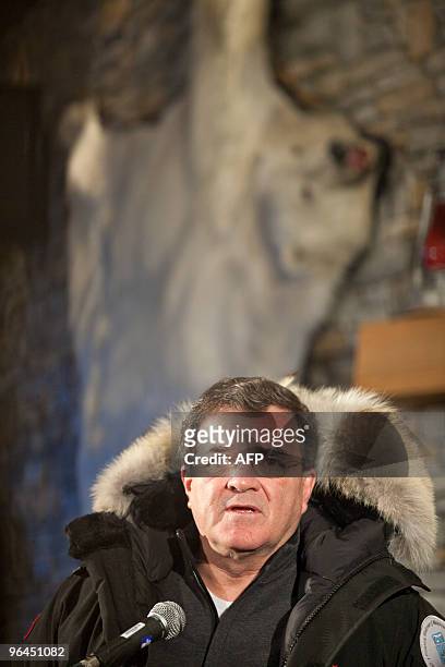 Canada's Finance Minister Jim Flaherty speaks to reporters during a press conference in Iqaluit, Nunavut, Canada, February 5, 2010 as G7 Finance...