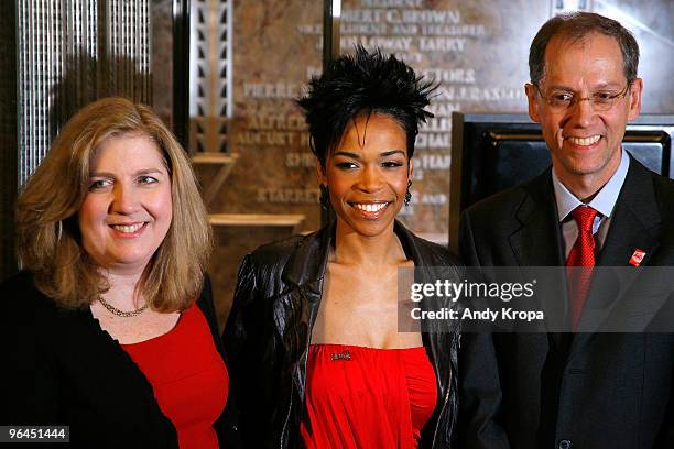 President of New York City American Heart Association Board of Directors Mary Ann McLaughlin, singer Michelle Williams and New York City Health...