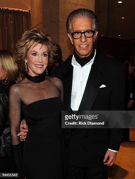 Actress Jane Fonda and music producer Richard Perry arrive at the 52nd Annual GRAMMY Awards - Salute To Icons Honoring Doug Morris held at The...
