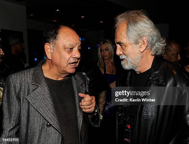 Comedians Cheech Marin and Tommy Chong pose backstage at Help Haiti with George Lopez & Friends at L.A. Live's Nokia Theater on February 4, 2010 in...