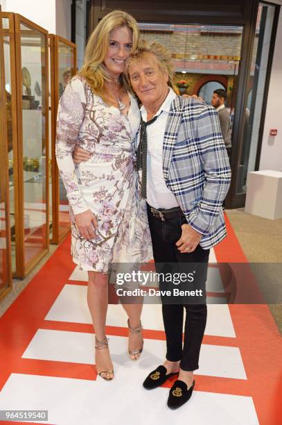 Penny Lancaster and Sir Rod Stewart attend Hello Magazine's 30th anniversary party at Dover Street Market on May 9, 2018 in London, England.