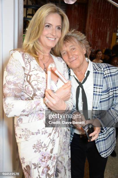 Penny Lancaster and Sir Rod Stewart attend Hello Magazine's 30th anniversary party at Dover Street Market on May 9, 2018 in London, England.