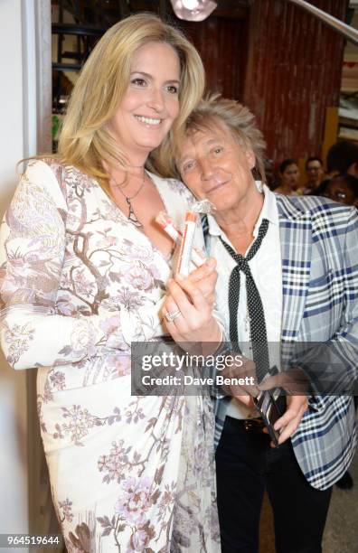 Penny Lancaster and Sir Rod Stewart attend Hello Magazine's 30th anniversary party at Dover Street Market on May 9, 2018 in London, England.