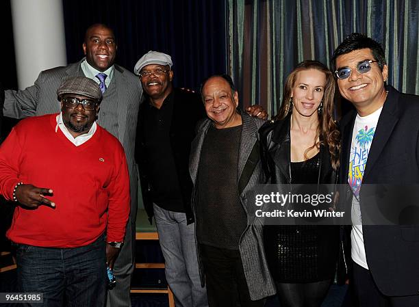 Comedian Cedric The Entertainer, former NBA player Earvin "Magic" Johnson, actor Samuel L. Jackson, comedian Cheech Marin, his wife Natasha Marin and...