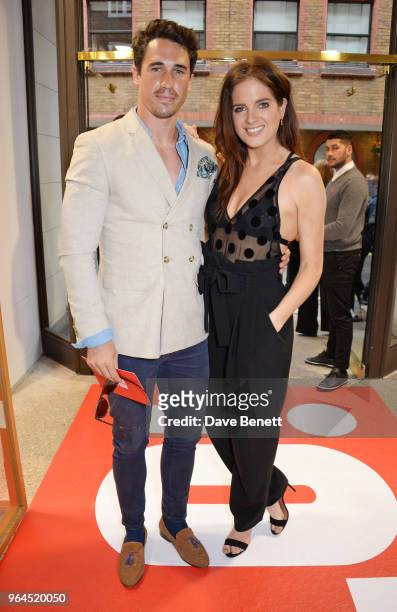 Josh JP Patterson and Binky Felstead attend Hello Magazine's 30th anniversary party at Dover Street Market on May 9, 2018 in London, England.