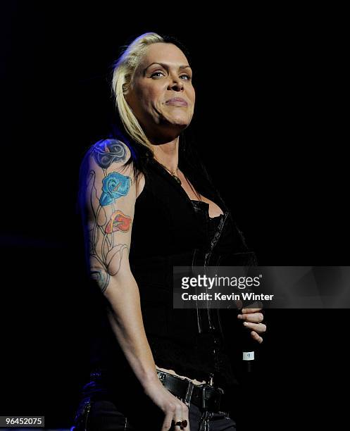Musician Beth Hart performs onstage at Help Haiti with George Lopez & Friends at L.A. Live's Nokia Theater on February 4, 2010 in Los Angeles,...