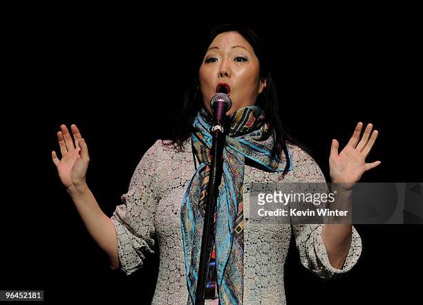 Comedienne Margaret Cho appears onstage at Help Haiti with George Lopez & Friends at L.A. Live's Nokia Theater on February 4, 2010 in Los Angeles,...
