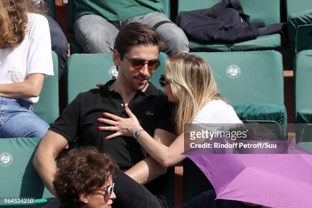 Actress Audrey Lamy and boyfriend Thomas Sabatier attend the 2018 French Open - Day Five at Roland Garros on May 31, 2018 in Paris, France.