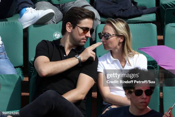 Actress Audrey Lamy and boyfriend Thomas Sabatier attend the 2018 French Open - Day Five at Roland Garros on May 31, 2018 in Paris, France.