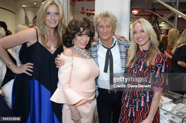 Penny Lancaster, Dame Joan Collins, Sir Rod Stewart and Rosie Nixon attend Hello Magazine's 30th anniversary party at Dover Street Market on May 9,...