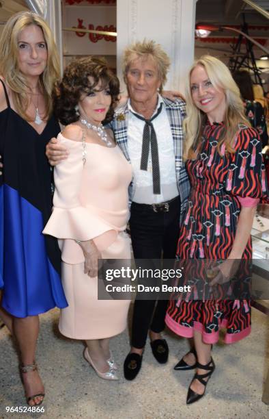 Penny Lancaster, Dame Joan Collins, Sir Rod Stewart and Rosie Nixon attend Hello Magazine's 30th anniversary party at Dover Street Market on May 9,...