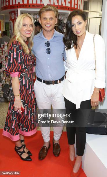 Rosie Nixon, Jeff Brazier and Kate Dwyer attend Hello Magazine's 30th anniversary party at Dover Street Market on May 9, 2018 in London, England.
