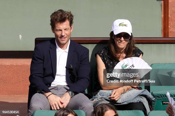 Actor Jamie Bamber nad his wife Kerry Norton attend the 2018 French Open - Day Five at Roland Garros on May 31, 2018 in Paris, France.