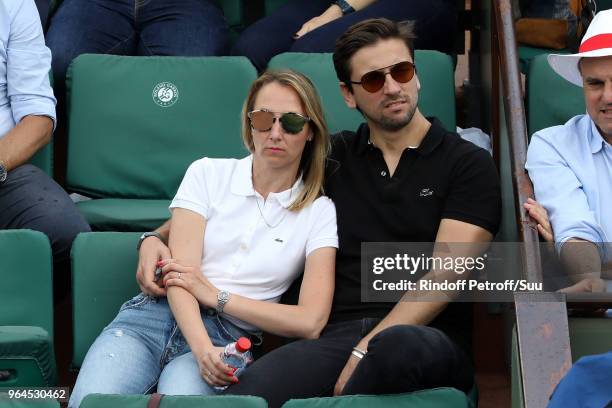 Actress Audrey Lamy and boyfriend Thomas Sabatier attend the 2018 French Open - Day Five at Roland Garros on May 31, 2018 in Paris, France.