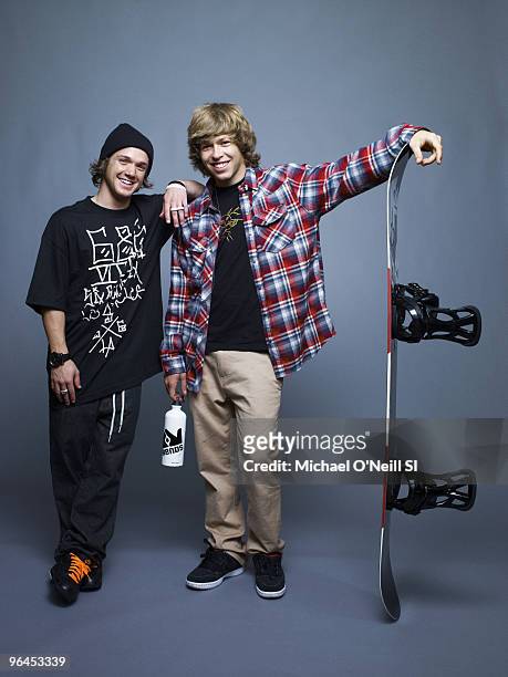 Winter Games Preview: Team USA snowboarder Louis Vito and Kevin Pearce are photographed for Sports Illustrated on September 14, 2009 in Chicago,...