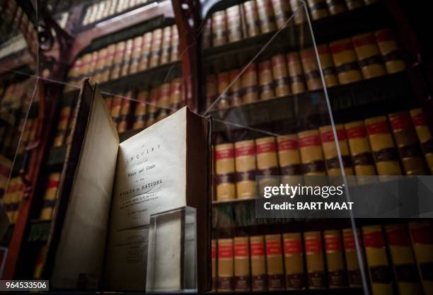 First edition Scottish economist and philosopher Adam Smith book's "The Wealth Of Nations" is displayed at the library of the Dutch House of...