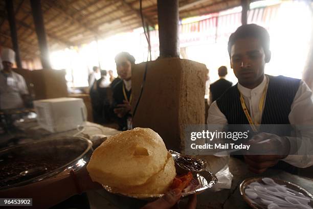 Food stalls at the Surajkund Crafts Mela in Faridabad on February 1, 2010.