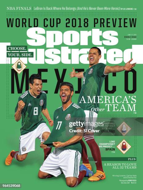 June 4, 2018 - June 11, 2018 Sports Illustrated via Getty Images Cover: Soccer: World Cup Preview: Portrait of Team Mexico Hirving Lozano , Carlos...