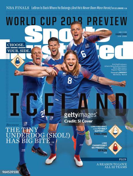 June 4, 2018 - June 11, 2018 Sports Illustrated via Getty Images Cover: Soccer: World Cup Preview: Portrait of Team Iceland Birkir Bjarnason, Johann...