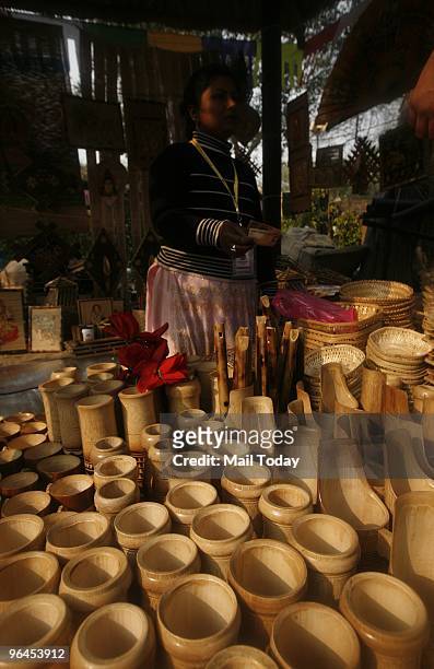 Products on display at the Surajkund Crafts Mela in Faridabad on February 1, 2010.