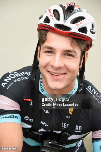 Lorenzo Dalla Porta of Italy and Leopard Racing smiles during the pre-event "Giro di Scarperia " during the MotoGp of Italy - Previews at Mugello...